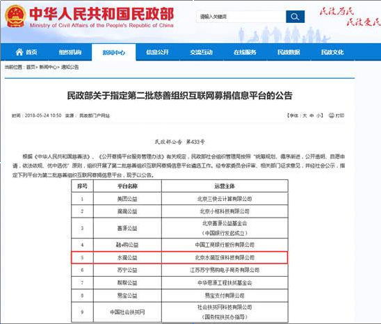 新一批互聯網公募信息平台名單出爐：美團、水(shuǐ)滴公司、滴滴等上(shàng)榜