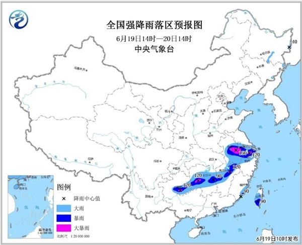 暴雨黃色預警：安徽江蘇江西湖(hú)南貴州5省局地有(yǒu)大(dà)暴雨