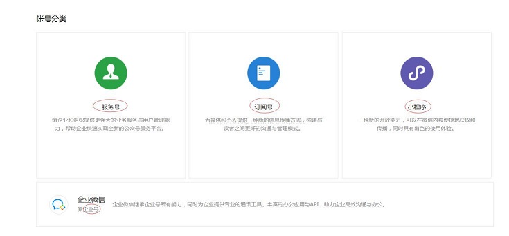 訂閱号、服務号、企業号、小(xiǎo)程序和(hé)這三者有(yǒu)什麽不同